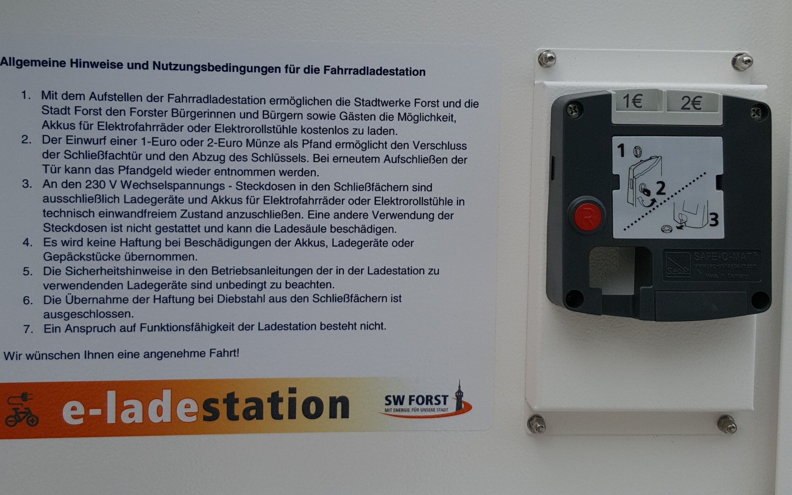 Bedienungsanleitung E-Ladestation, Foto: Tourismusverband Niederlausitz e.V.