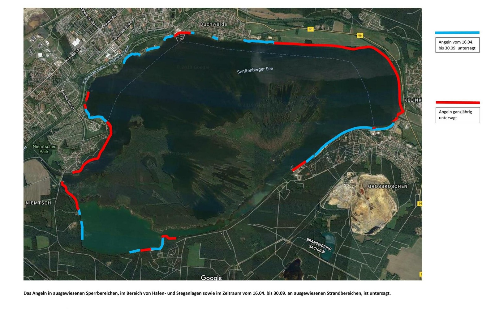 Zum Angeln ausgewiesene Bereiche im Senftenberger See, Foto: Zweckverband Lausitzer Seenland Brandenburg, Lizenz: Zweckverband Lausitzer Seenland Brandenburg
