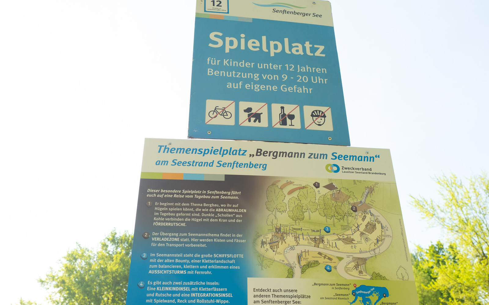Infotafel Themenspielplatz "Vom Bergmann zum Seemann", Foto: Dana Kersten, Lizenz: Touristinformation Senftenberg
